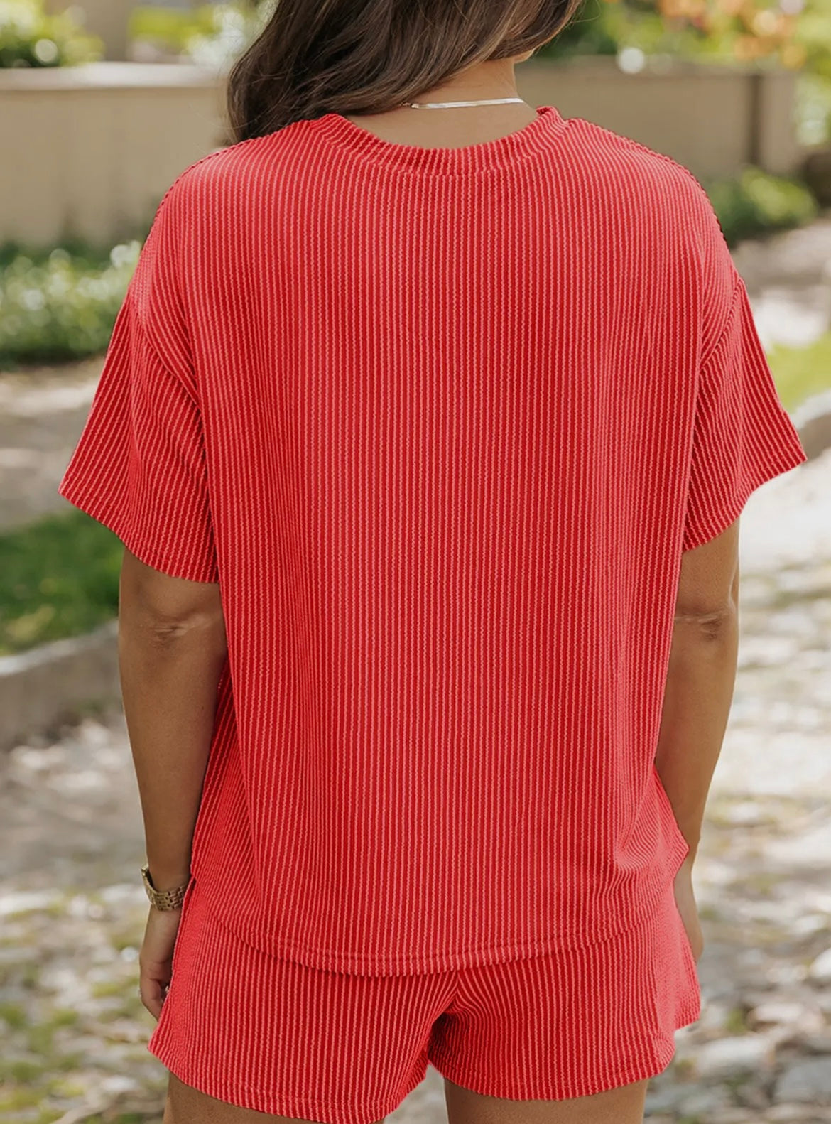 Orange Ribbed Loose Fit Set