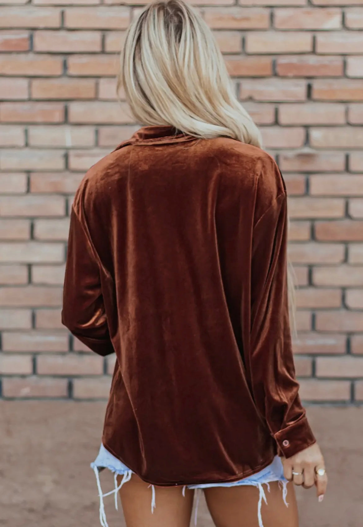 Chestnut Velvet Button Up Shirt