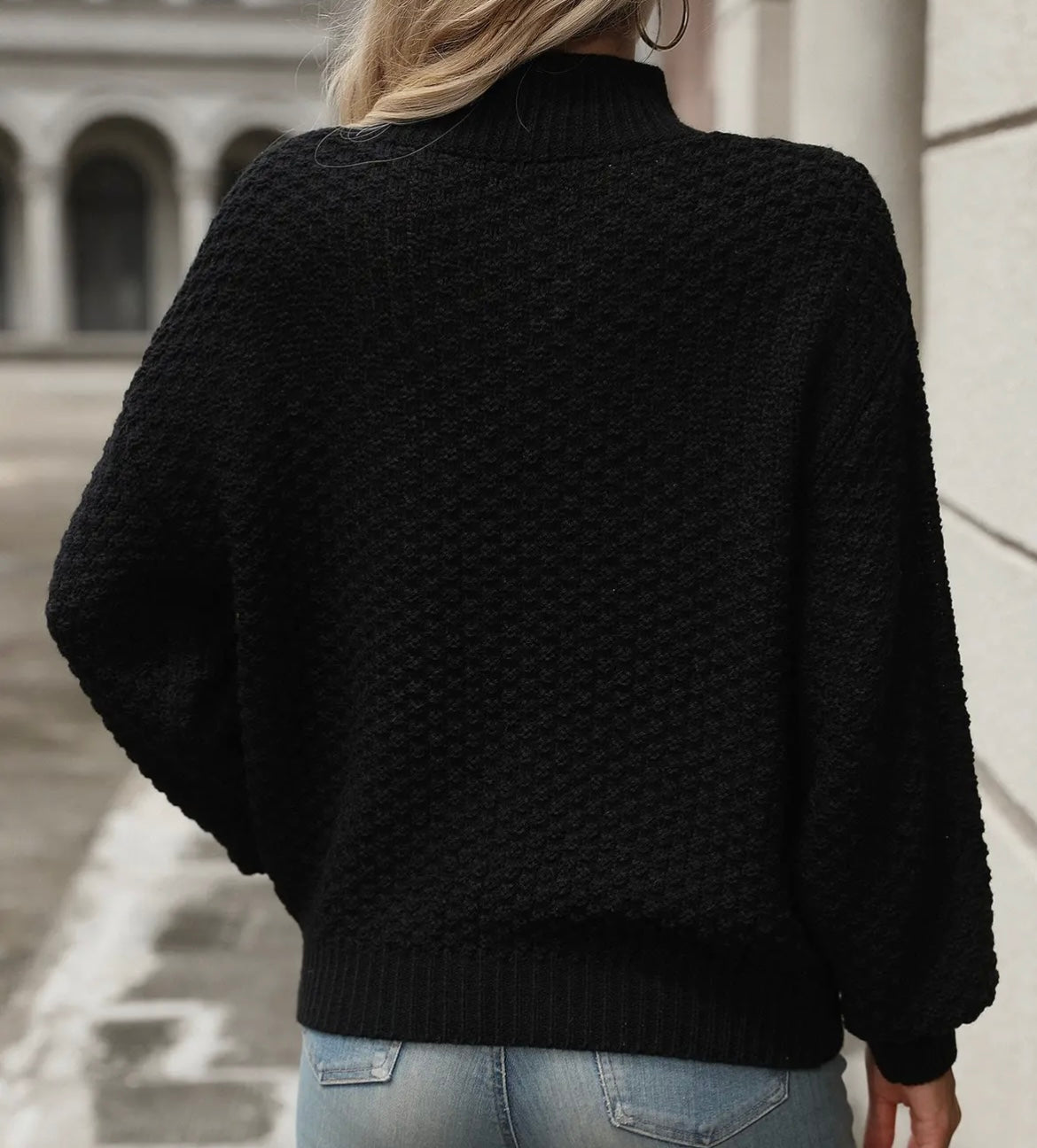 Black Turtleneck Knit Sweater
