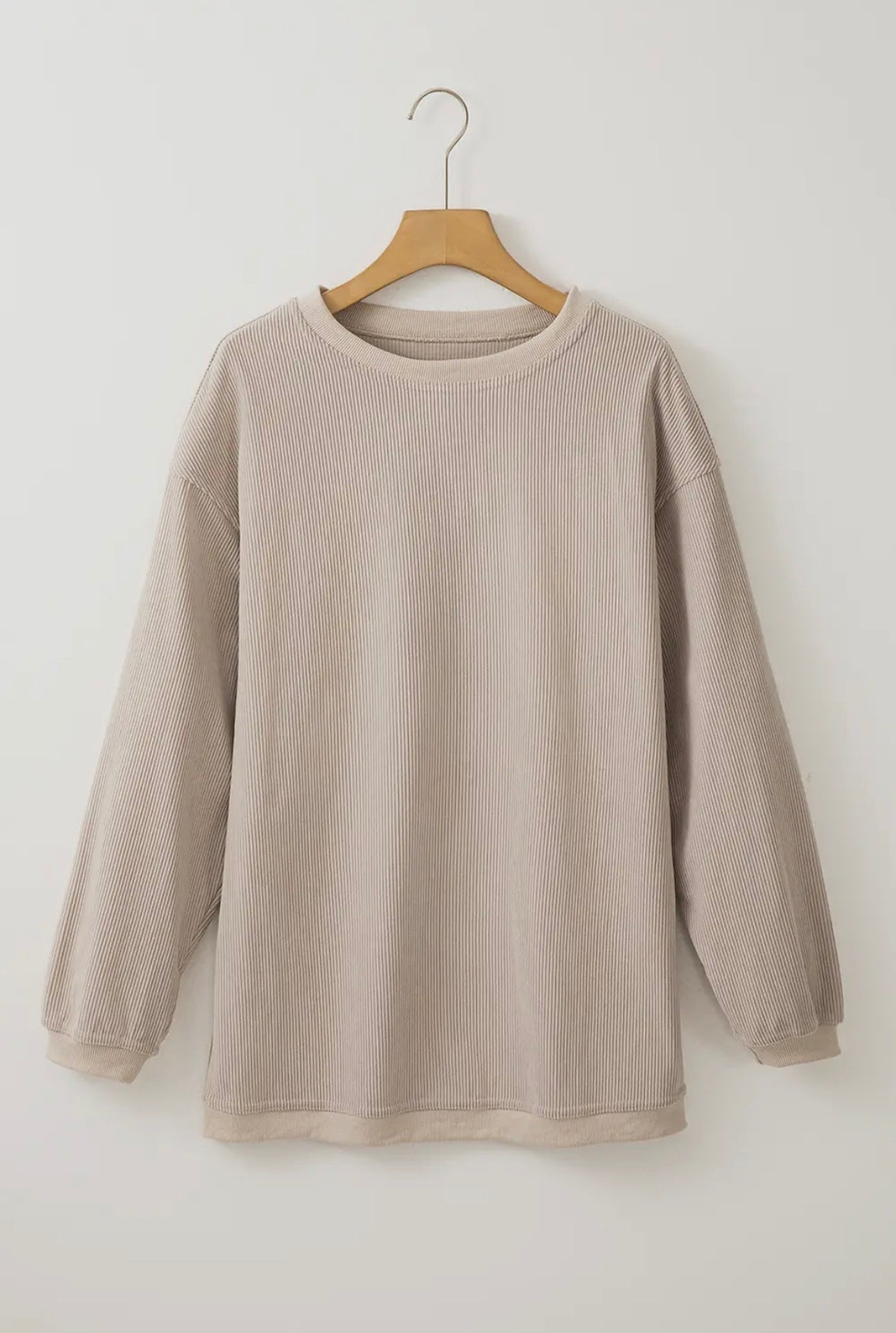 Apricot Long Sleeve Ribbed Corded Oversized Sweatshirt