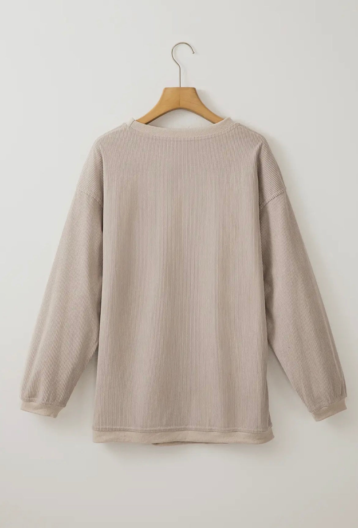Apricot Long Sleeve Ribbed Corded Oversized Sweatshirt