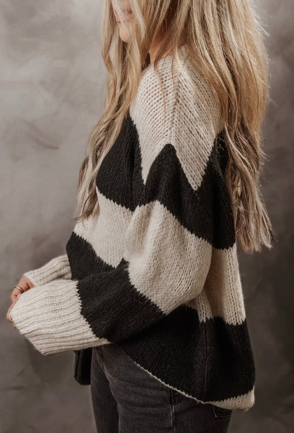 Colorblock Pullover Loose Sweater
