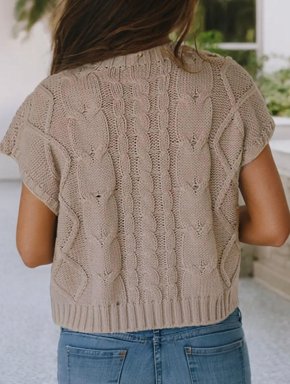 Satin Bow Knit Short Sleeve Sweater