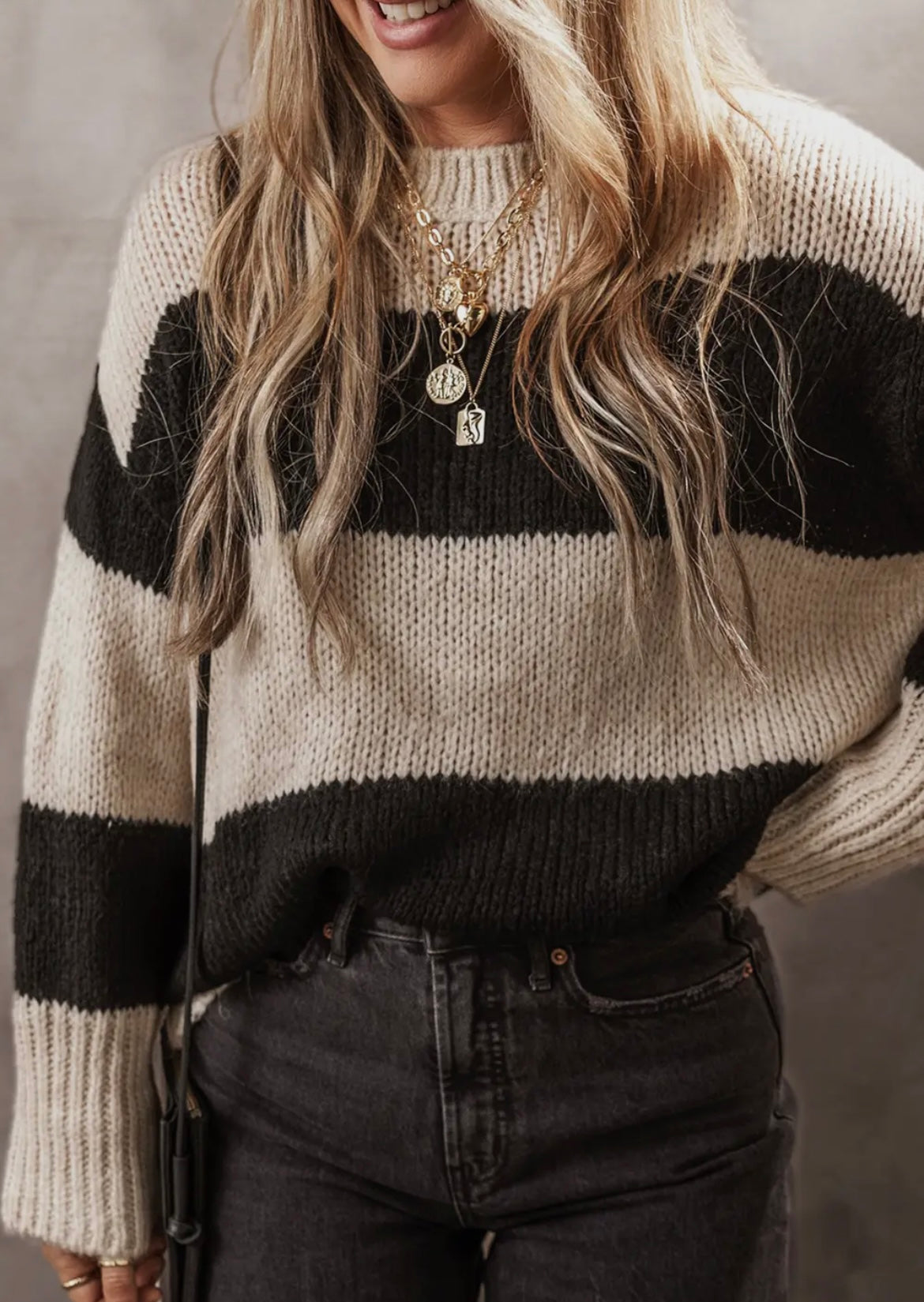 Colorblock Pullover Loose Sweater