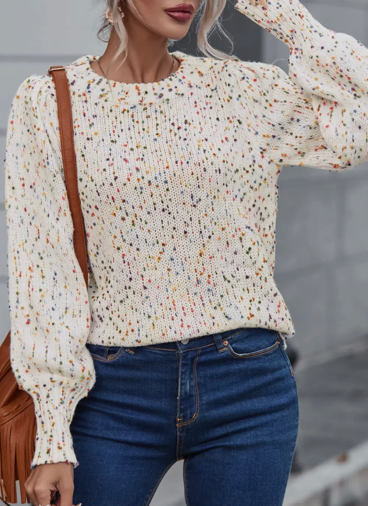 Colorful Dots Cable Knit Sweater