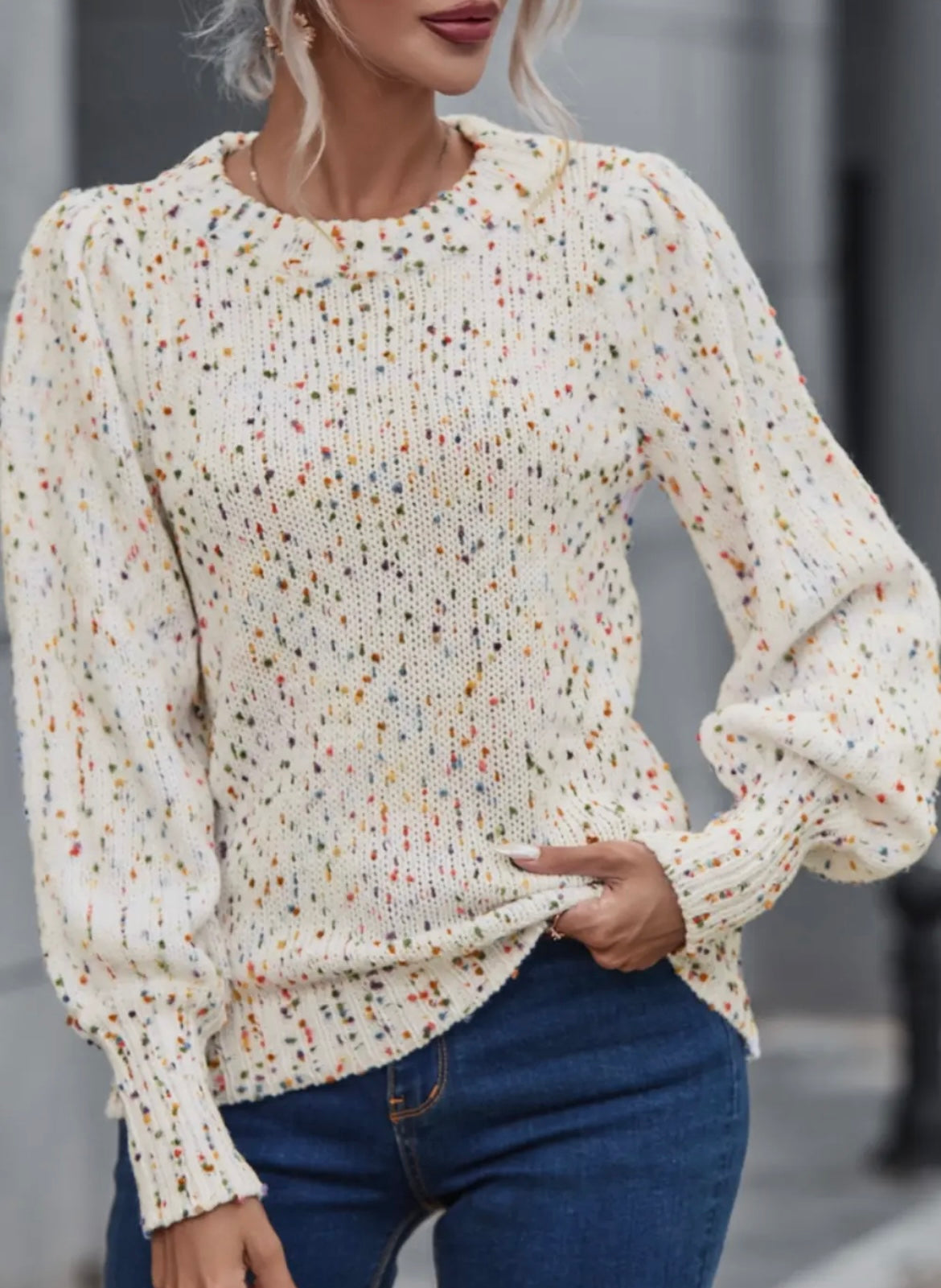 Colorful Dots Cable Knit Sweater