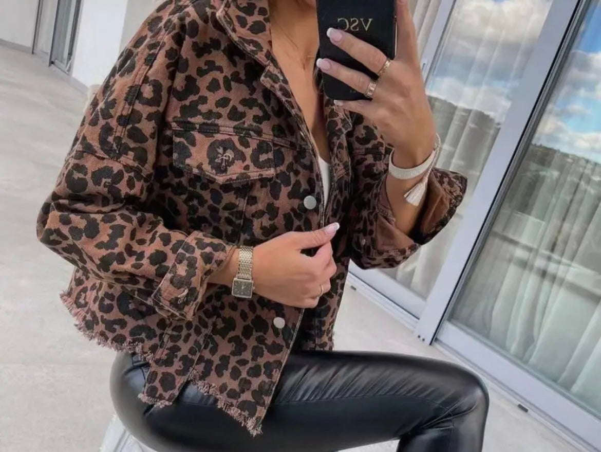 Leopard Denim Jacket