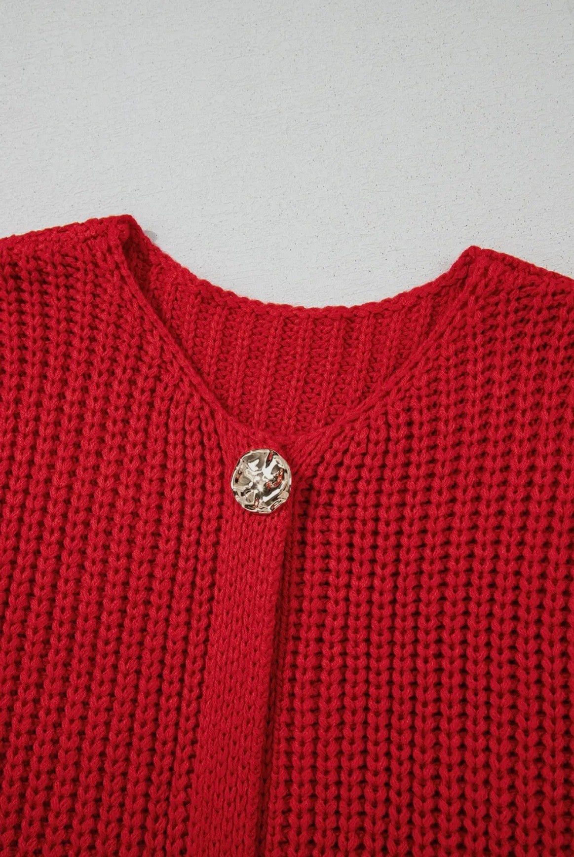 Red Knit Buttoned Sweater Vest