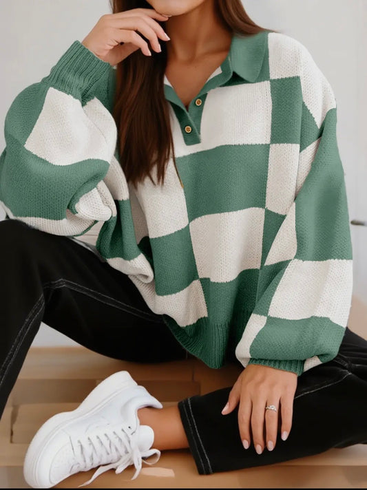 Green Checkered Pullover