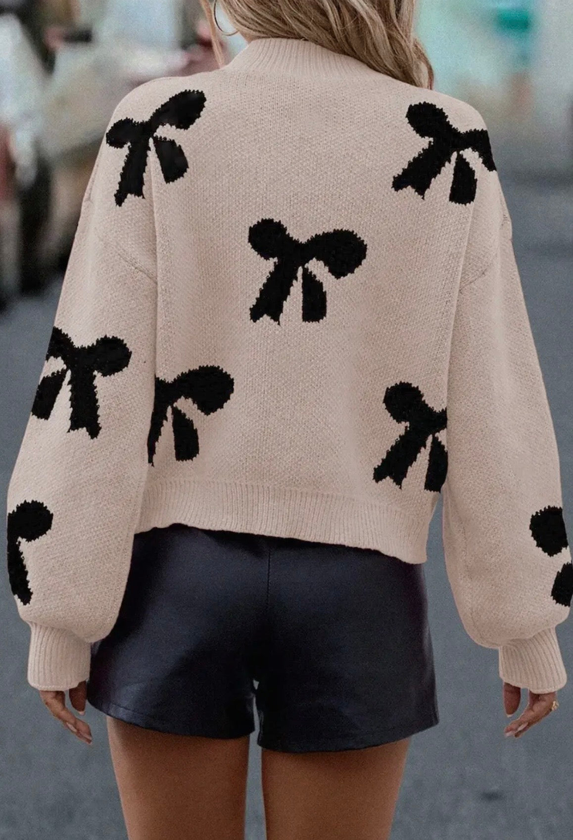 Pearl Embellished Bow Sweater