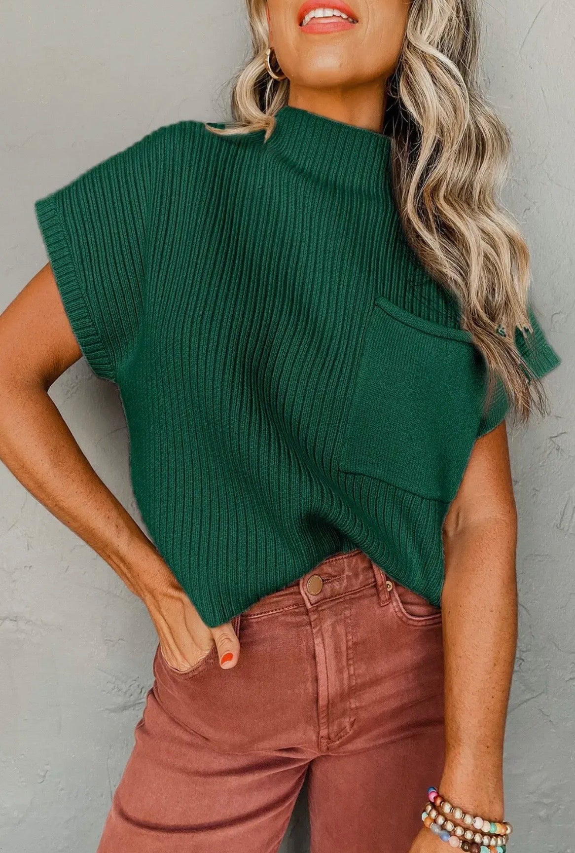Green Pocket Knit Sweater