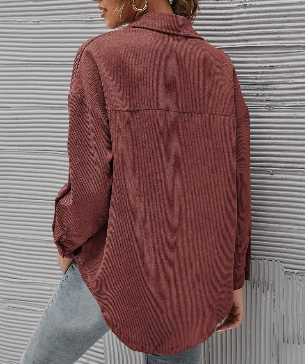 Red Casual Corduroy Shirt