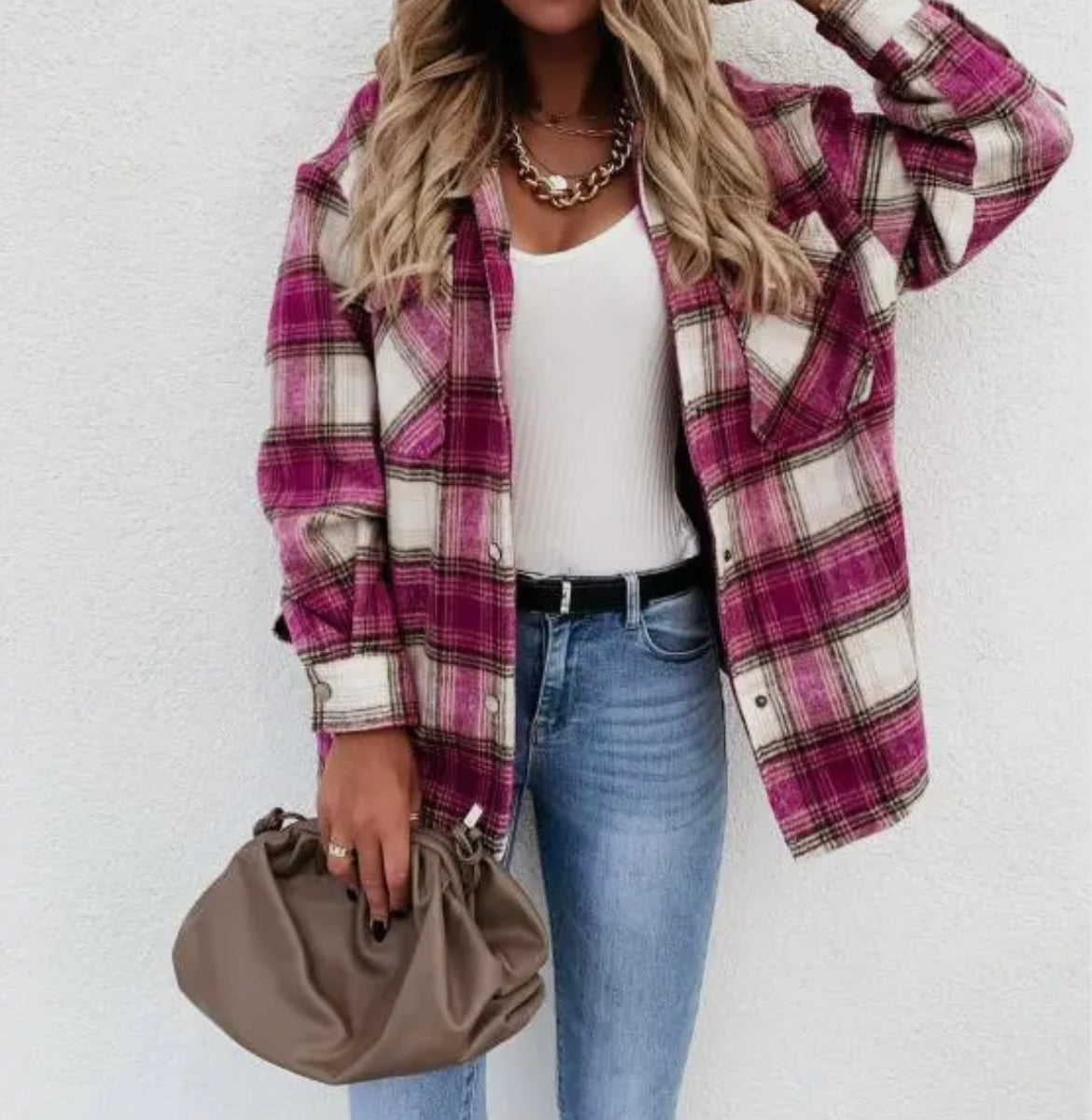 Pink Plaid Shacket