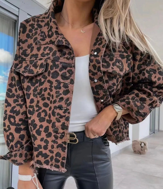 Leopard Denim Jacket